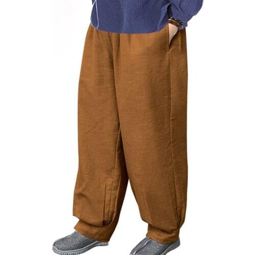 Unisex Autumn&Winter thick cotton&linen zen buddhist trousers shaolin monks kung fu pants martial arts bloomers
