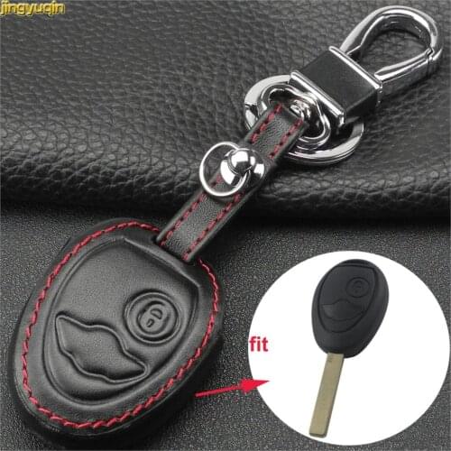 Jingyuqin 2 Buttons Car key Leather Case Cover for BMW Mini Cooper R50 R53 Holder Car Accessories