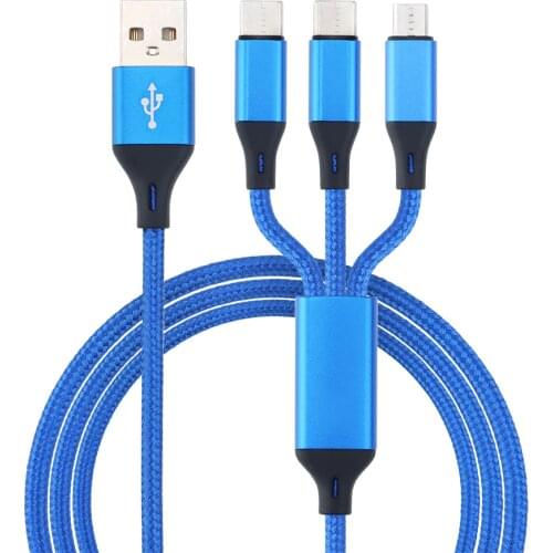 Data Line 3 in 1 Cable For Android Iphone Type-c Mobile Phone Multi-function Usb One Dragging Three Data Charge Cable 100pcs/lot