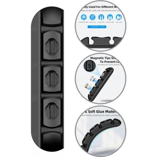 Compact Useful Flexible USB Charging Cord Winder Soft Cable Clip Multifunctional for School