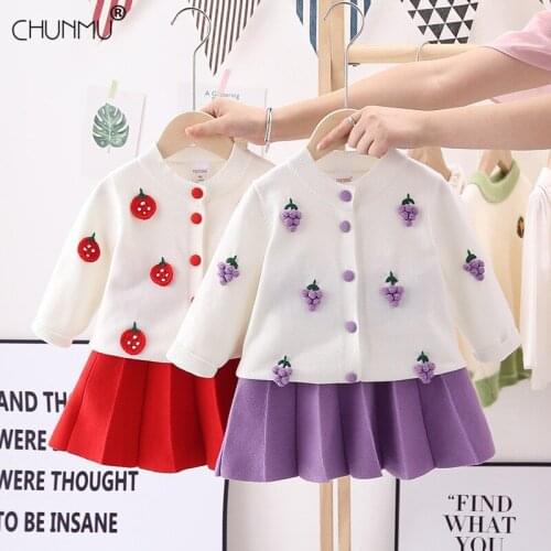 Toddler Girls Clothing Set Autumn Children Girls Clothes Baby Girls Sweater Top Pleated Skirt Birthday Outfits Suit Kids Clothes