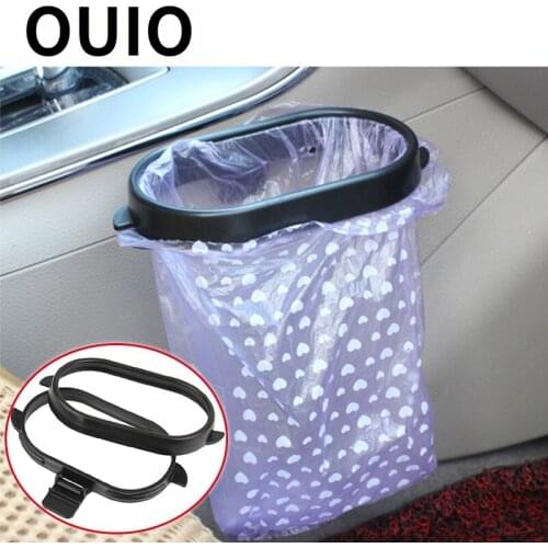 OUIO Car Garbage Bag Rack Trash Stowing Box For VW Polo Jetta Toyota Corolla Mercedes W203 Saab Renault Megane 2 3 Dacia Duster