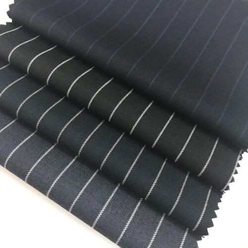 Suit Fabric High-Grade Tr Striped Shuttle Woolen Fabric Fabric Uniform Fabric Vertical Stripe Spring and Autumn Suit