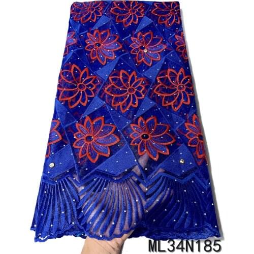 Beautifical African Lace Fabric With Stones Latest Fabric High Quality French Tulle Lace Fabric Dress ML34N185
