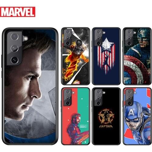 Marvel Captain America Superhero For Samsung Galaxy S21 S20 FE S10e S10 S9 S8 S7 S6 Ultra Plus Lite 5G Edge Black Phone Case