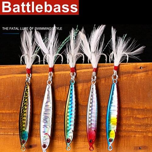 BATTLEBASS 2021 Metal jig Slow Jig Metal Bass Lure 15g/20g Artificial Bait Off Shore Lead Cast Jigging Fishing 1PC HOOK
