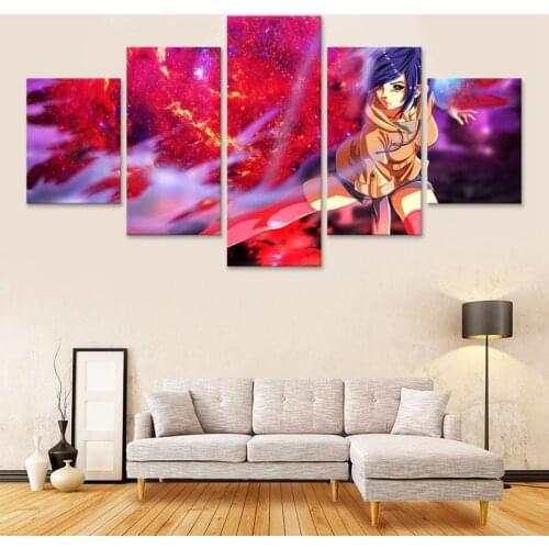 Anime Tokyo Ghoul Touka Kirishima Modular Picture Prints Canvas Painting 5 Pieces Home Decor Wall Art Livingroom Poster