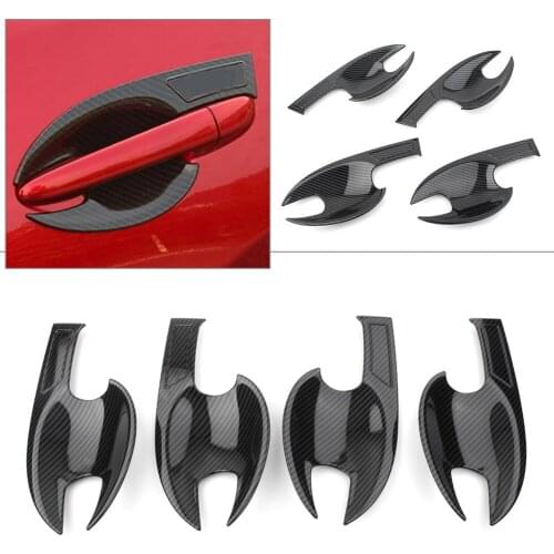 4PCS/set Car Door Handle Bowl Cover Trim For Mazda CX-5 CX5 2017 2018 2019 2020 Carbon Fiber Style ABS
