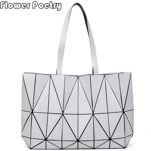 Solid Women Shoulder Bag Leather Designer Female Tote Handbag Large Capacity Geometric Holographic Ladies Bags Bolsos Sac 2021