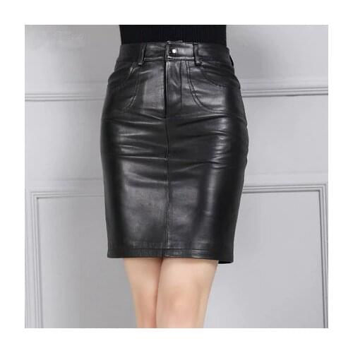 Sheepskin Slim Leather Skirt Long Leather Skirt K135-1