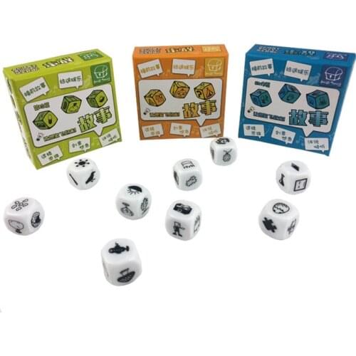 New Telling Story Dice Learning Toy Metal Box/Bag English Rules Family/Parents/Party Funny Imagine Education Toys for Children