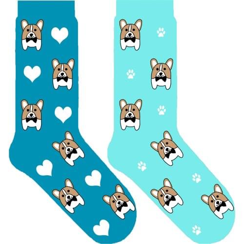 Corgi socks heart dog paw cartoon kawaii cute fun crew socks with welsh corgi puppy dog theme gift 50 pair/lot ORIGINAL novelty