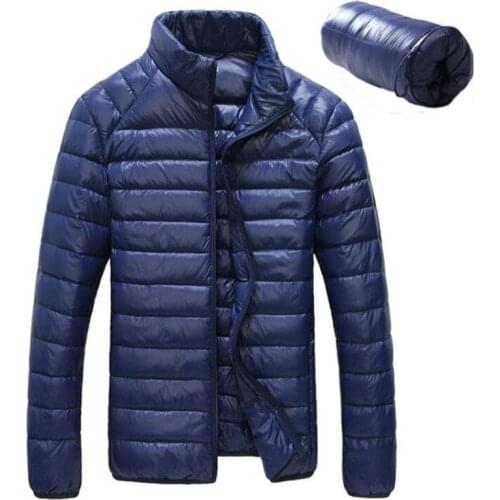 Autumn Winter Men Casual Stand Collar Ultra Light Parka Coat Outdoor Trekking Portable Outwear Windproof White Duck Down Jacket