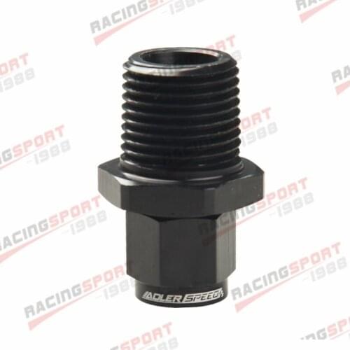 6AN To 1/2" NPT Female Swivel To Male Straight Aluminum Fitting Adapter Black