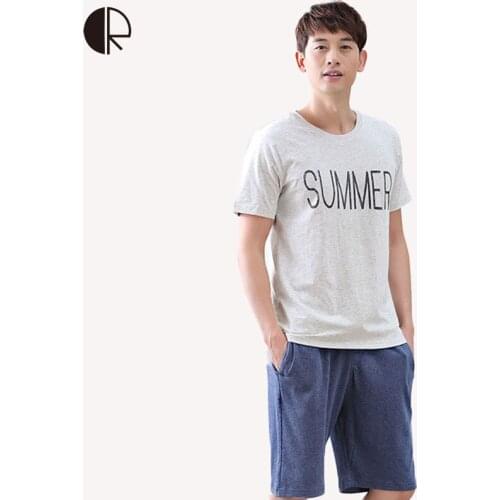 New Summer Sleepwear Men Pajama Couple Knitted Cotton Suit Nightwear Causal Lounge AP394 Free Shipping