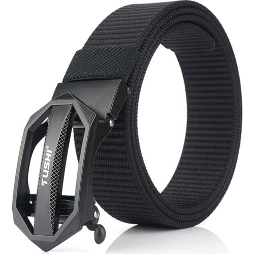 Luxury Fashion Mens Belt Metal Automatic Buckle Canvas Tactical Belt Nylon Male Business Belt For Trousers Pants High Quality