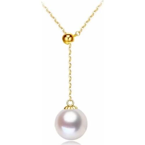 Shilovem 18k yellow gold Natural freshwater pearls pendants fine Jewelry women trendy necklace new gift yzz9.59.588zz