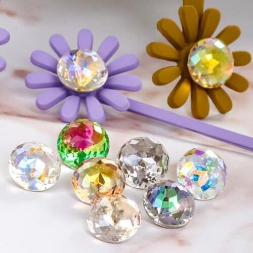 Pointback Round Rivoli Rhinestones 8mm Round Shape Glass Strass Rhinestones New Arrival AB Color Shiny Glue On Nails Rhinestone