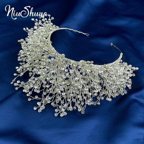 NiuShuya Handmade European Crystal Wedding Tiara High Grade Headbands Brides Hairbands Evening Hair Jewelry Girls Hair Accessory