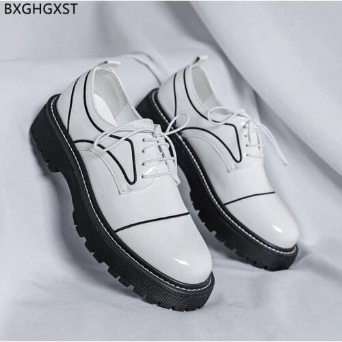 White Oxford Mens Casual Shoes Hot Sale Black Patent Leather Shoes Men Luxury Designer Shoes Men High Quality Zapatillas Hombre
