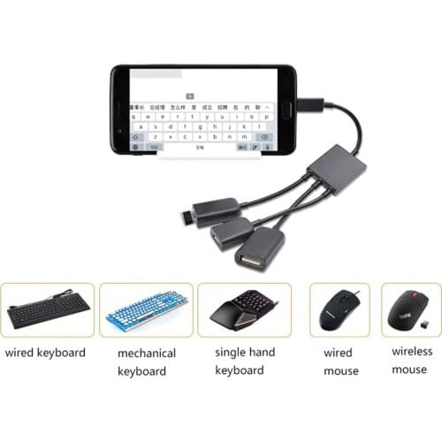 USB 2.0 OTG Hub Cable 3 Splitter Port Type-C/ Micro Adapter USB Data Line for PUBG Game Computer Tablet PC Games Accessories