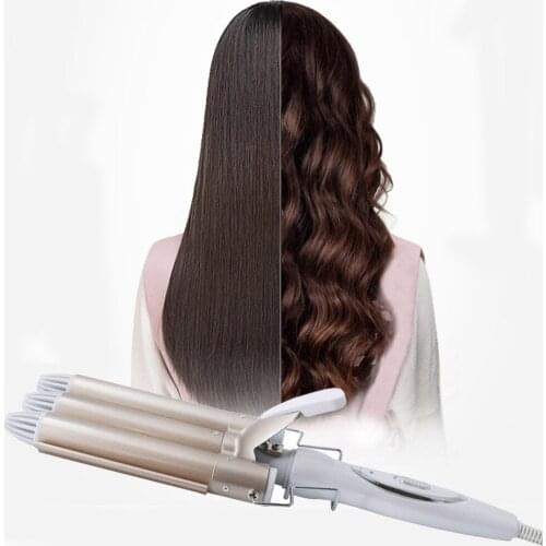 Water Ripple Triple Barrel Big Curler Stick Curling Electric Ceramic Iron Wand Fast Heating Corrugated Hair Straightener
