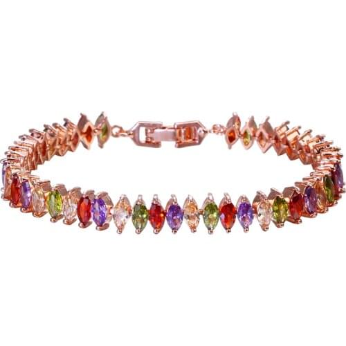 Bettyue Brand Multicolor Classic Distinctive Chain Link Bracelet for Women AAA Cubic Zircon Crystal Jewelry Wedding Party Gift