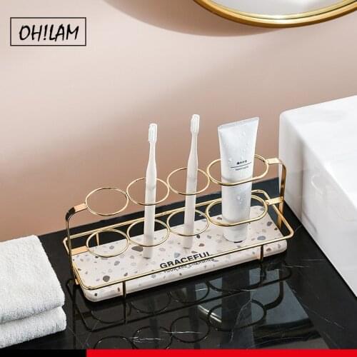 Toothbrush Holder Simple Ins Style Bathroom Organic Diatomite Electric Toothbrush Toothpaste Razors Holder Countertop Organizer
