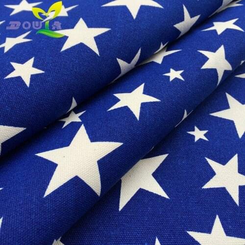 1 yards / Blue Star size graffiti printed cotton canvas fabric sofa cloth curtain cloth backpack DYI
