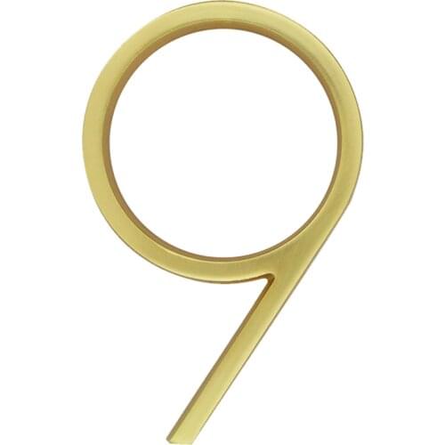 127mm Floating Modern House Number Satin Brass Door Home Address Numbers for House Digital Outdoor Sign Plates 5 Inch. #9