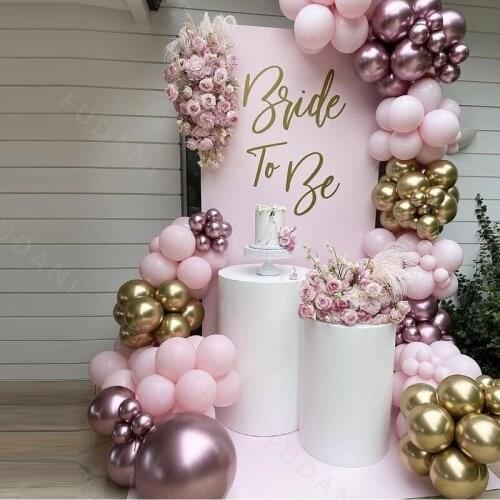 138pcs DIY Chrome Rose Gold Balloons Garland Arch Kit Pink Latex Baloon Set Bridal Shower Birthday Party Decor Globos Baptism