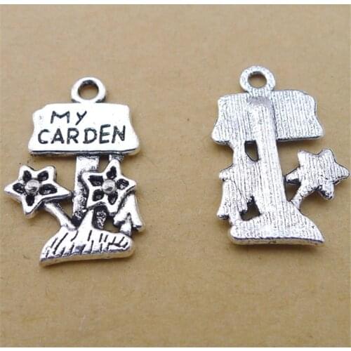 200Pcs/lot My CARDEN Charms 15x22MM Flower Charms for DIY Handmade Jewelry