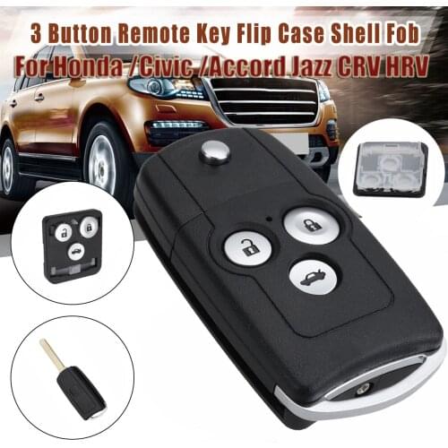3 Button Car Remote Flip Key Fob Case Shell Chip Folding Key Control With Conductive Sheet For Honda /Civic /Accord Jazz CRV HRV