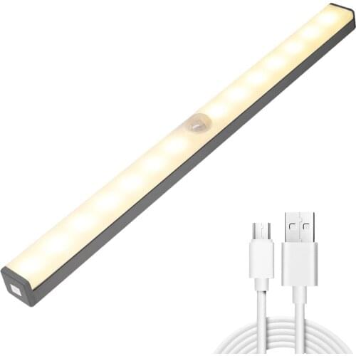 300MM USB Rechargeable LED Motion Sensor Closet Under Cabinet Light Lights Cordless Stick-on Anywhere Wardrobe bar Night Light