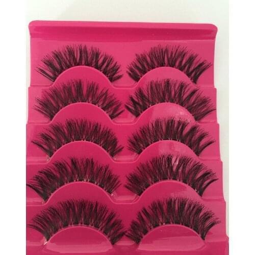 5 Pairs New Fashion Women Soft Natural Long Cross Fake Mink Eyelashes Handmade Thick False Eyelash Extension maquiagem