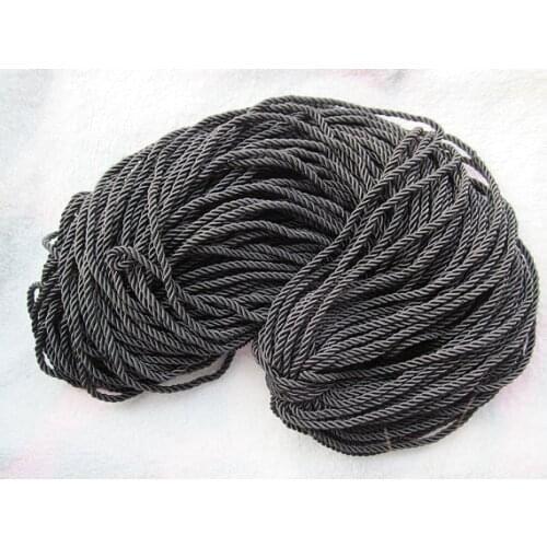 50Yds 6mm Round Black/Brown Braided Twist Silk Cords String Rope,Jewelry Beading String, For Bracelet & Necklace,DIY Jewerlly
