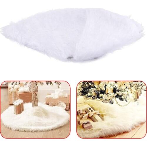75cm White Plush Christmas Tree Skirt Base Floor Mat Cover Rug XMAS Party Home Decor Ornament Party & Holiday DIY Decorations