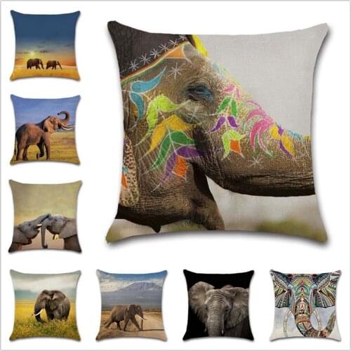 African grassland animal Elephants art Cushion Cover Decoration Home house sofa chair seat kids gift friend present pillowcase