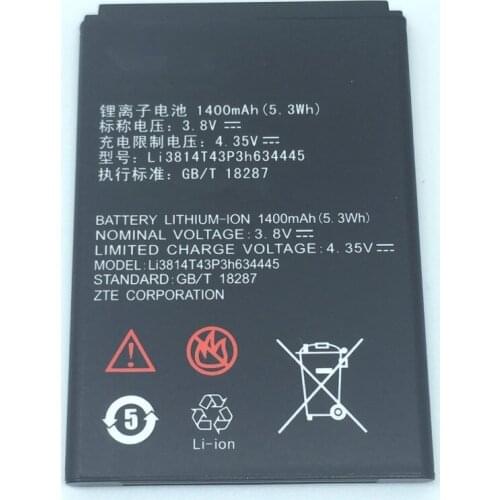 1400mAh Battery For ZTE Blade L110 A112 V815W Li3814T43P3h634445 Batteries + track code