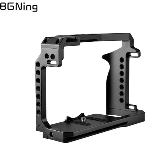 Aluminum DSLR Camera Cage for Canon EOS R5 w/ Cold Shoe & 1/4'' inch Arri Hole SLR Rig Video Protective Frame for EOS R6 Camera