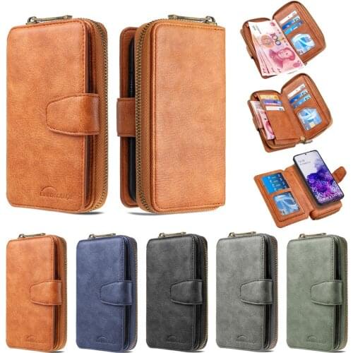 Retro Wallet Phone Case For Huawei P40 Lite E P30 Zipper Purse Card Slot Leather Magnet Holder Case For Huawei P40 Pro P40Lite