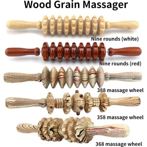 Wooden nine-wheel massage wheel massager back massage wheel abdomen roller massage stick