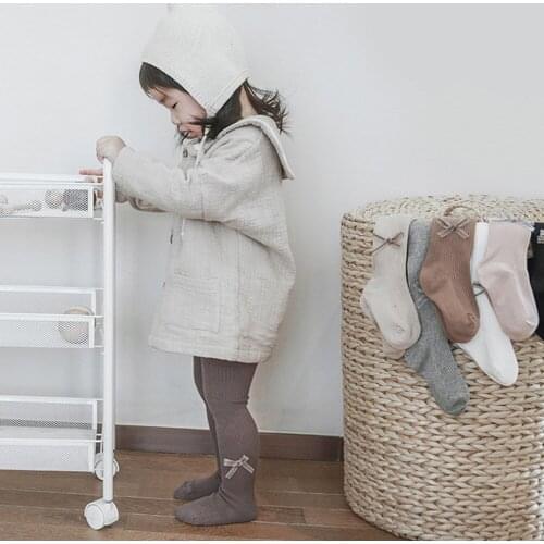 Baby Spring Autumn Winter Bowknot Tights Hot Baby Toddler Kid Girl Cotton Warm Pantyhose Kids Solid Candy Color Knitted Tight