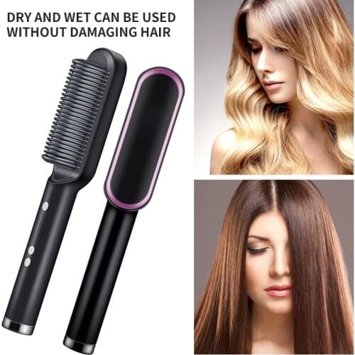 Straightening Heating Combs Hair Straightener Tourmaline Ceramic Hair Curler Brush Hair Comb Straighteners Curling Hair Iron Men