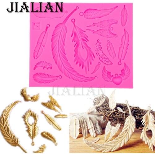 HOT Angels Feather Bird wings fondant 3D silicone decoration mold DIY Cake Decorating Tools cooking Baking mould T0522
