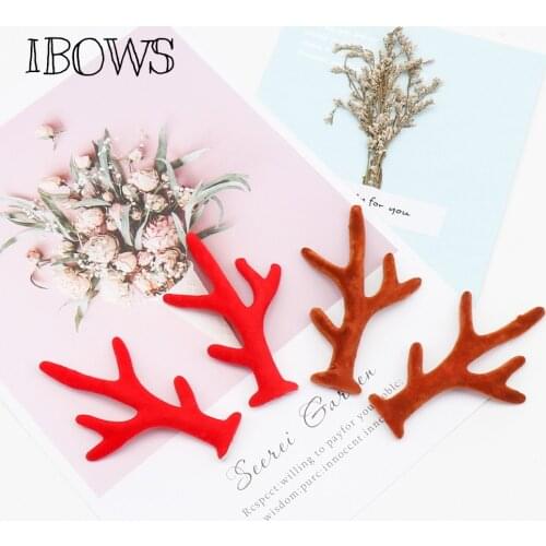 IBOWS 10pcs Christmas Elk Horns Accessories For DIY Girl Hair Clips Flower Wreath Hat Hair Accessories Decoration Crafts