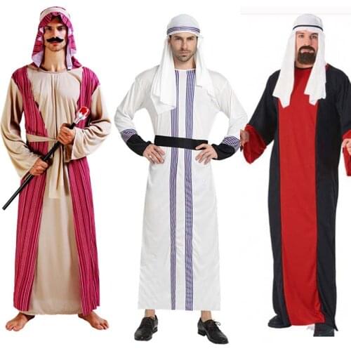 Adults Men Arab Robe Role Play Costume King Prince Dubai Cosplay Clothing Halloween Carnival Dance Party Supplies Purim