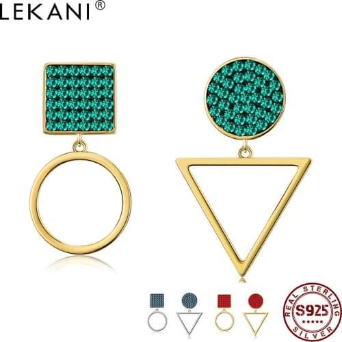 LEKANI Authentic 925 Silver Earrings For Women 2020 Geometric Shape Exquisite Luxury Zircon Girls Friends Birthday Gift Fashion