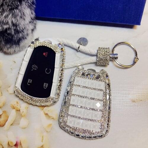 LUNASBORE Diamond Key Shell Holder Remote Car Key Case Cover For Cadillac XTS SLS CTS XTS SRX ATS Women Gift Accessories