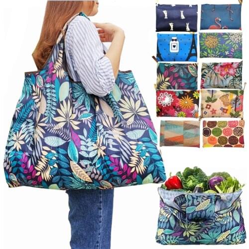 Reusable Shopping Bags Foldable Large Size Tote ECO Portable Shoulder Handbags Washable Eco-Friendly Ripstop Grocery Bags